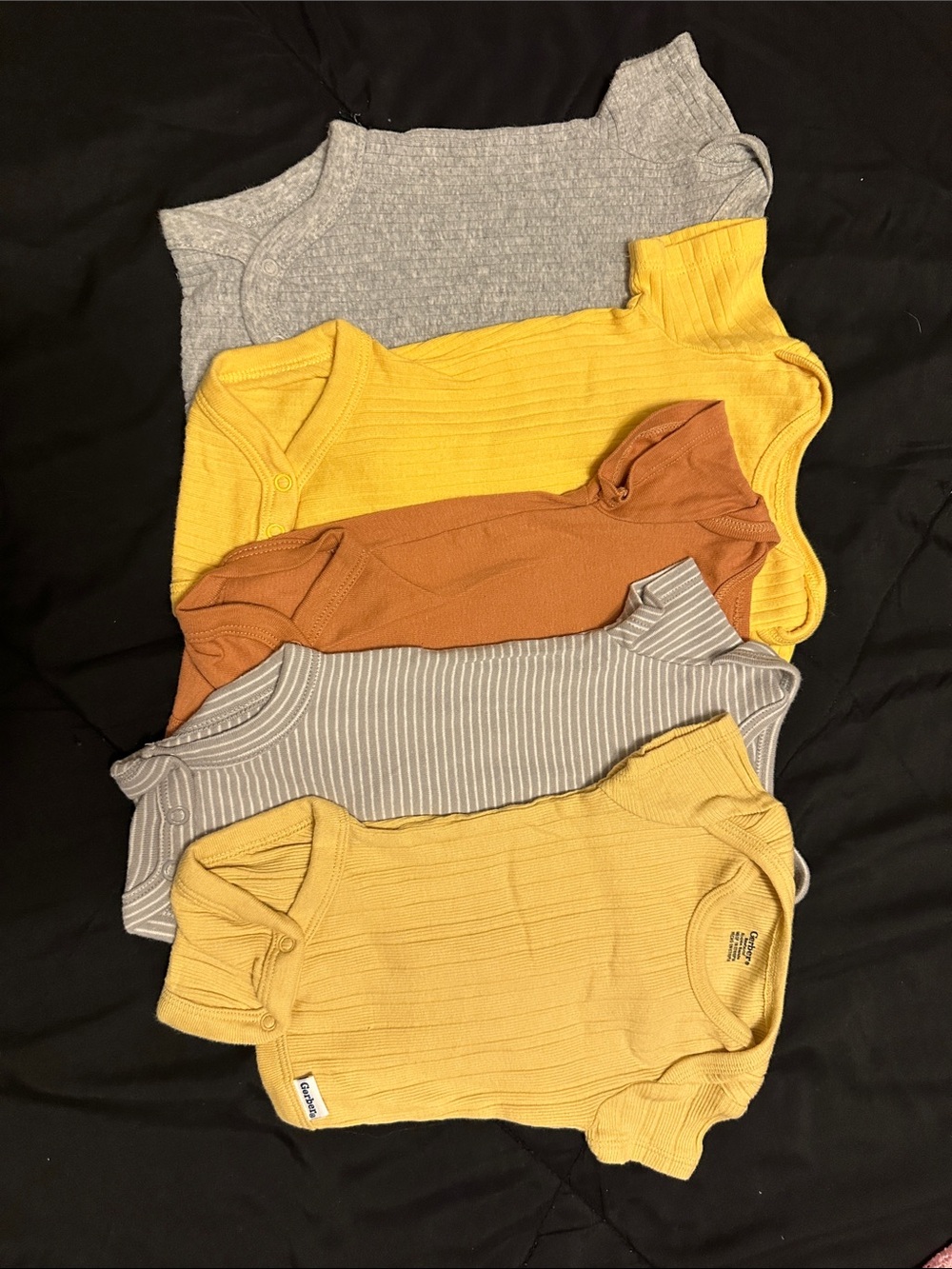 Carter's Ribbed Short-Sleeve Onesies - Yellow, Gray, Rust
